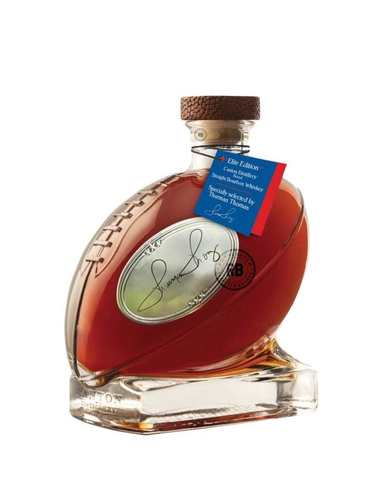 Canton Bourbon Thurman Thomas Signed Football Bottle 750mL